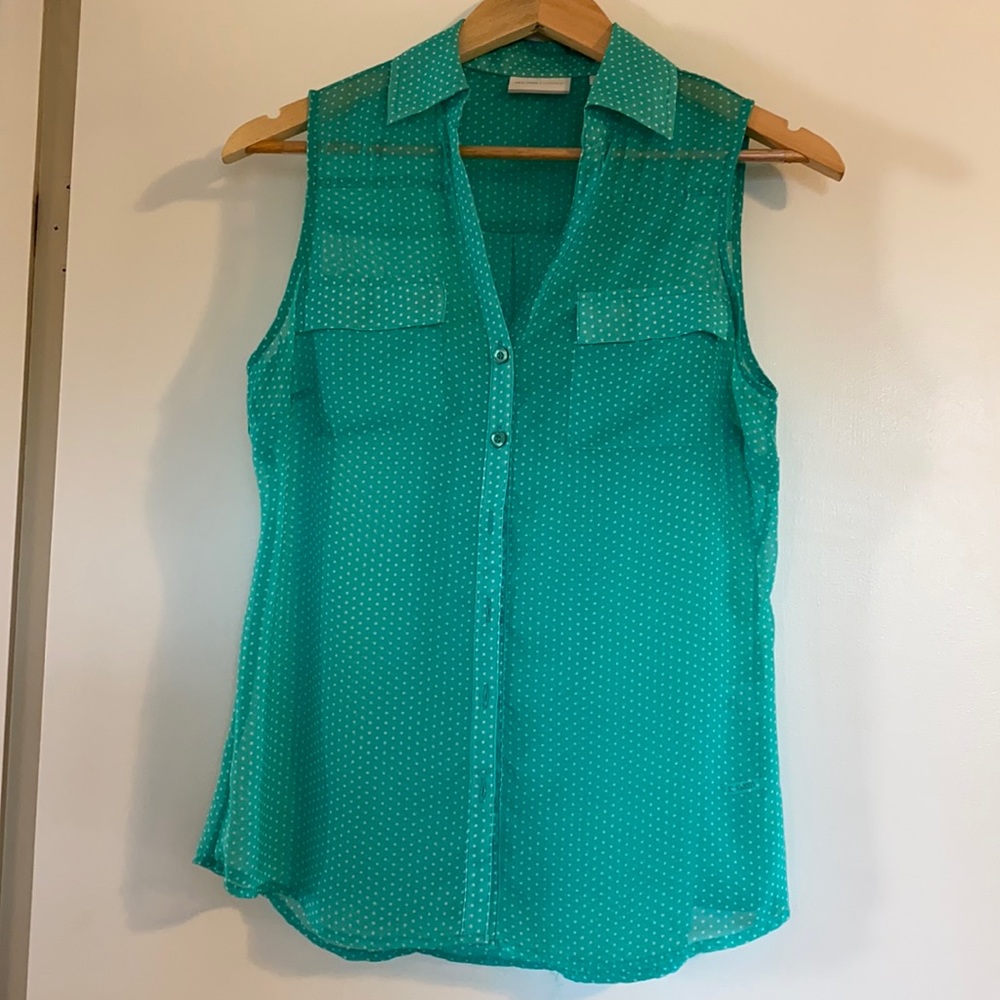 Green button up blouse